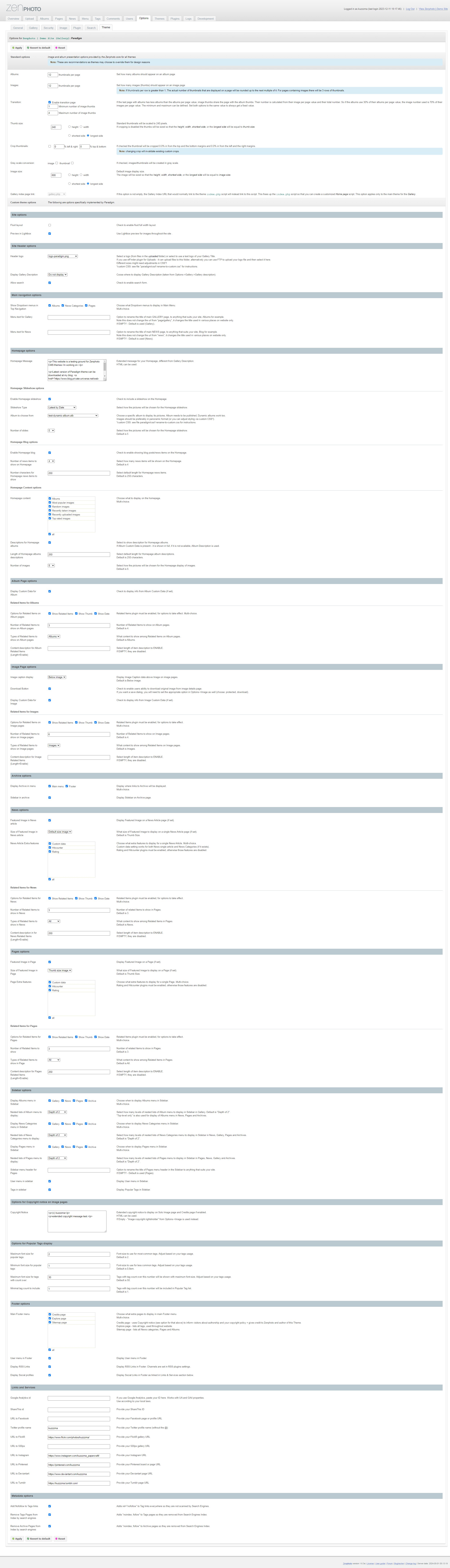 Paradigm ver. 1.6: Options
